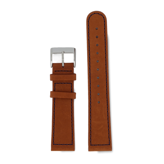 Brown Sewn Classic - Silver 20MM