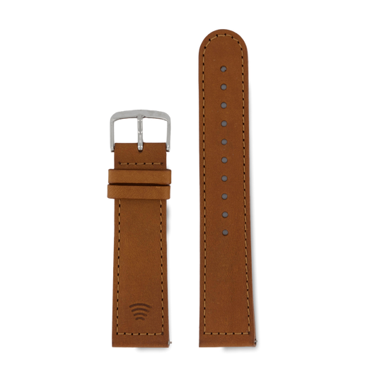 NFC Brown Sewn Italian - Silver 18MM