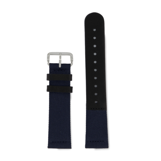 Navy Canvas Classic Black - Silver 20MM