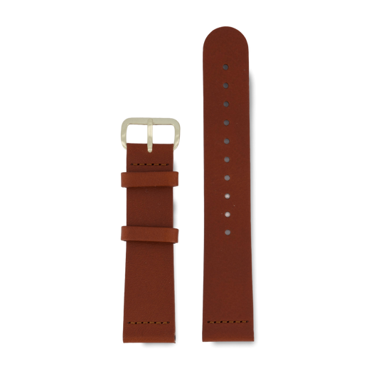 Brown Classic - Light Gold Italian Leather 20MM