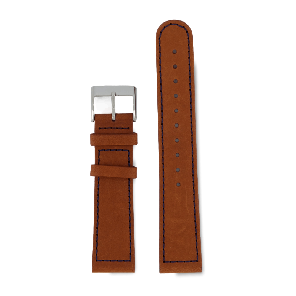 Brown Sewn Classic - Silver 20MM