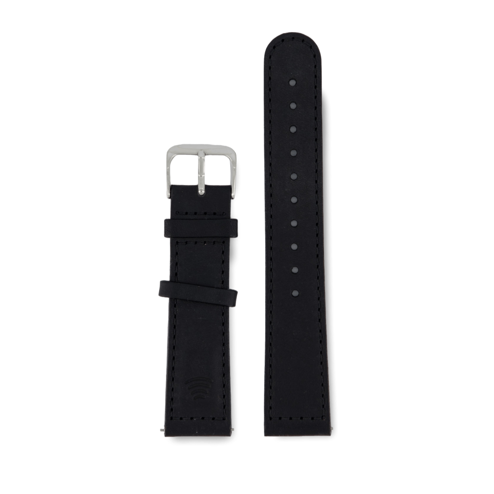 NFC Black Sewn Italian - Silver 20MM