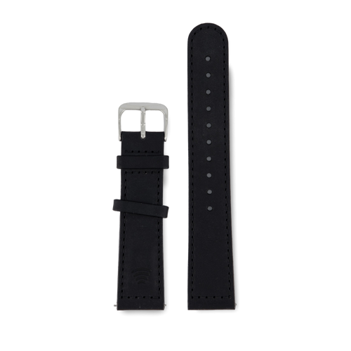 NFC Black Sewn Italian - Silver 20MM