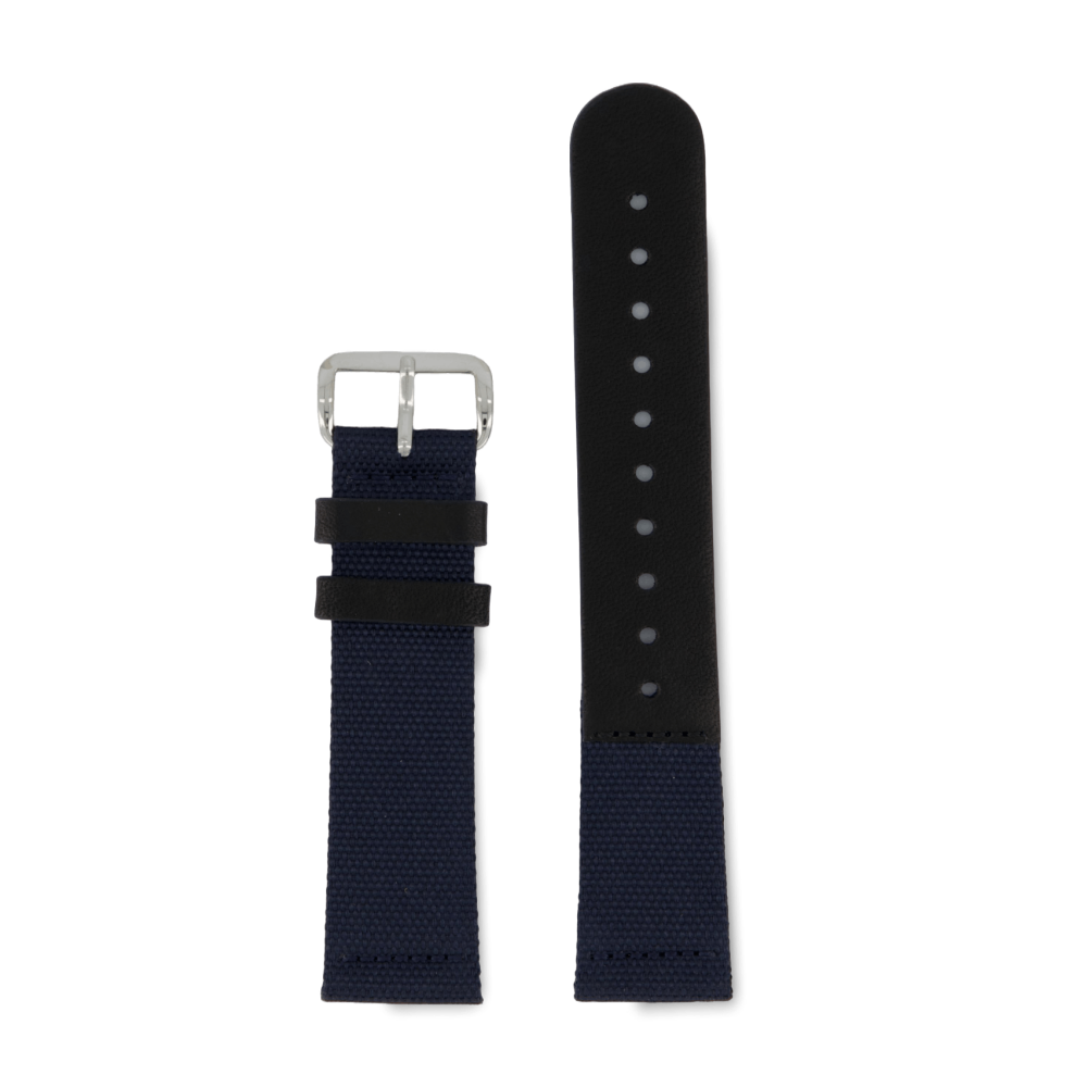 Navy Canvas Classic Black - Silver 20MM