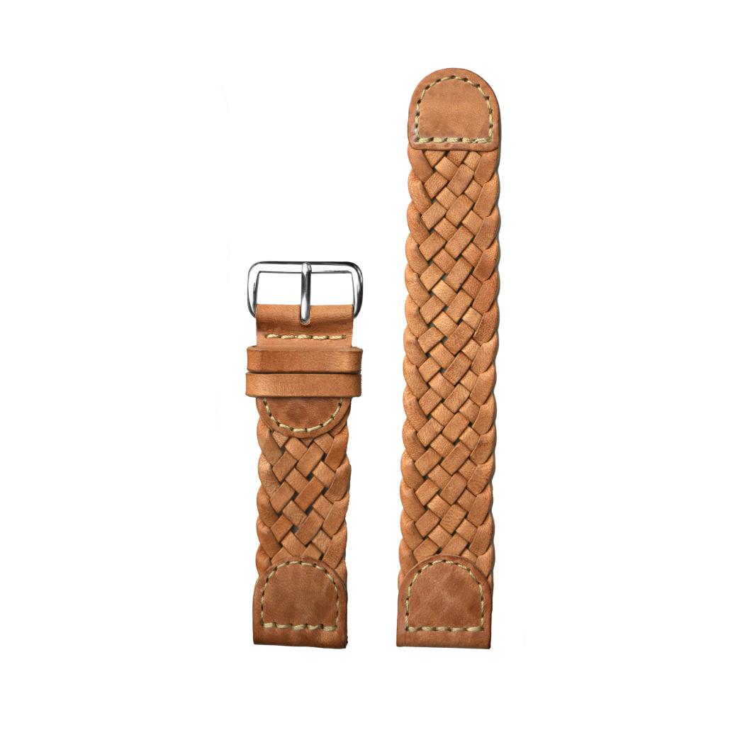 Tan Braided - Silver 20MM